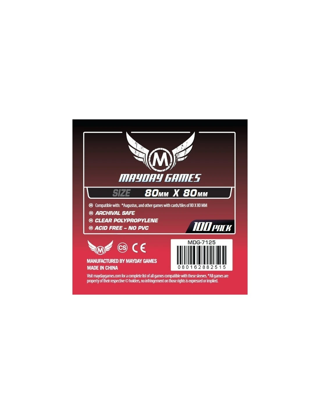 Mayday: 80mm X 80mm: Medium Square Game Sleeves (100 Stuks) 3 Mayday: 80mm X 80mm: Medium Square Game Sleeves (100 Stuks)