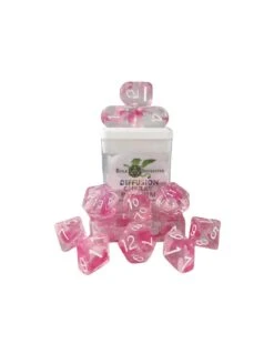 Polyhydral Diceset - 15 Dice: Diffusion Cherry Blossom